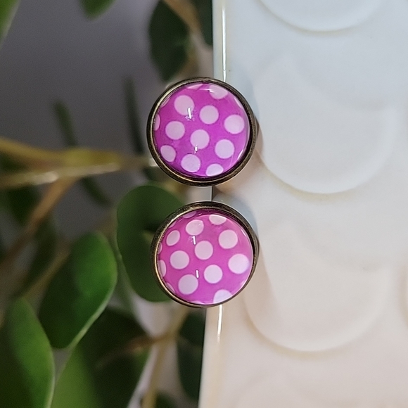 Jewelry - Polka Dot Gumdrop Stud Earrings
